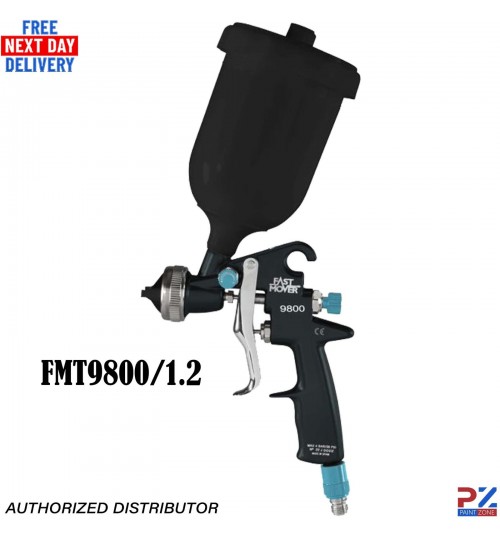 FMT HVLP Gravity Spray Gun 1.2mm Aircap – 600ml Black Pot for UV Curing Paint